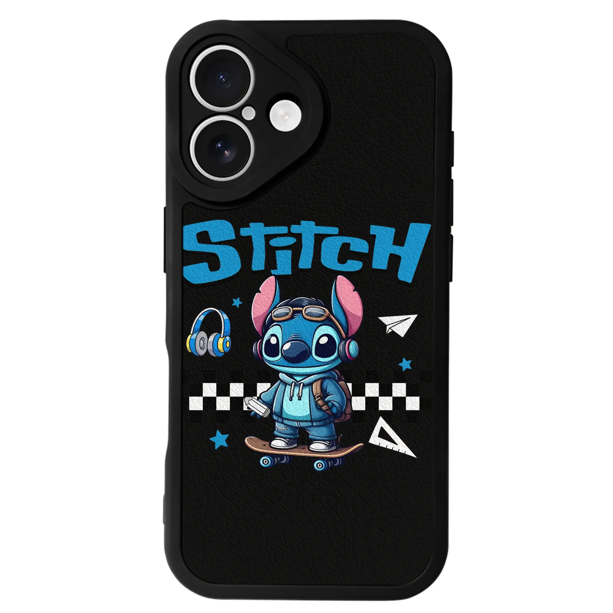 リロ＆スティッチ グッズ スティッチ - IPhone 16シリーズ対応 ・ シリコンスマホケース ・ レザー調 ・ 高精度フィット ・ 耐衝撃 ・ ワイヤレス充電対応 ・ 精密カット